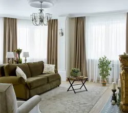 Bright living room interior what kind of curtains