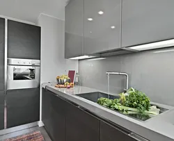 Kitchen interior with frosted glass