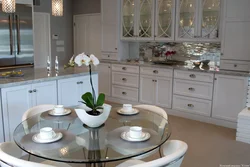 Kitchen interior with frosted glass
