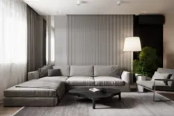 Yashash xonasining ichki qismidagi divan minimalizm