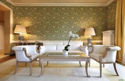 Italian wallpaper in the living room interior