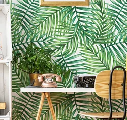 Palm leaves in the kitchen interior