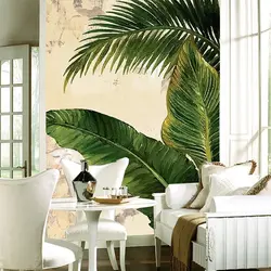 Palm leaves in the kitchen interior