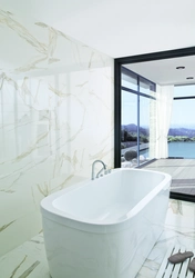 Glossy Porcelain Tiles In The Bathroom Interior
