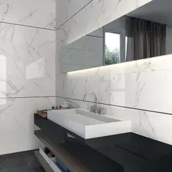 Glossy Porcelain Tiles In The Bathroom Interior