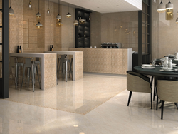 Brown Porcelain Tiles In The Kitchen Interior