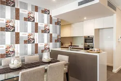 Coffee wallpaper in the kitchen interior