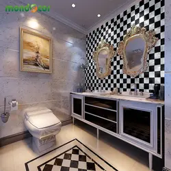 Self-adhesive film in the bathroom interior