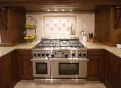 Color of the stove in the kitchen interior