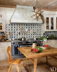 Country tiles in the kitchen interior