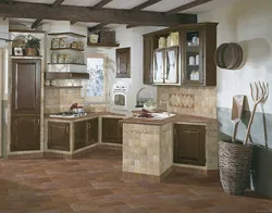 Country tiles in the kitchen interior