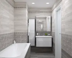 Wood tiles in the bathroom interior