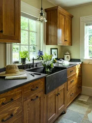 Wooden Windows In The Kitchen Interior