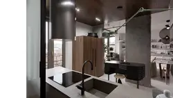 Mətbəx oturma otağının daxili hissəsində beton