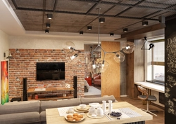 Concrete in the interior of the kitchen living room