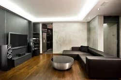 Concrete in the interior of the kitchen living room