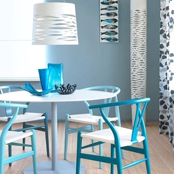 Blue table in the kitchen interior