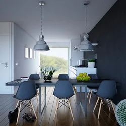 Blue table in the kitchen interior