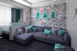 Bedroom interior wallpaper with sofa