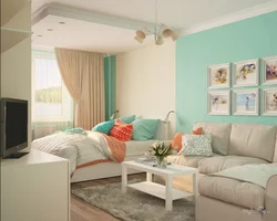 Bedroom interior wallpaper with sofa