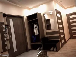 Wenge wardrobe in the hallway interior