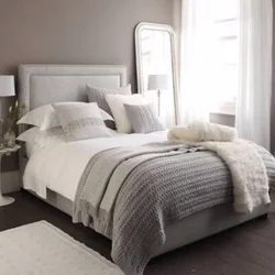 White bedspread in the bedroom interior
