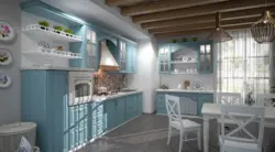 Turquoise Provence kitchen in the interior