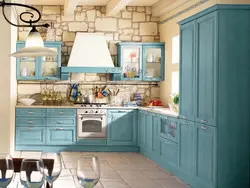 Turquoise Provence kitchen in the interior