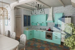 Turquoise Provence kitchen in the interior