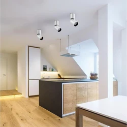 Surface-mounted lamp in the kitchen interior