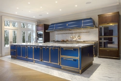 Kitchen Interior Blue And Gold