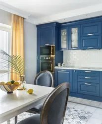 Kitchen interior blue and gold