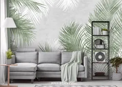 Wallpaper fern in the kitchen interior