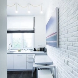 Brick in the interior of the Khrushchev kitchen