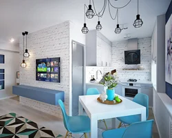 Brick in the interior of the Khrushchev kitchen