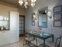 Brick in the interior of the Khrushchev kitchen