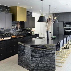 Black stone in the kitchen interior