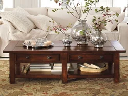 Coffee table in the bedroom interior