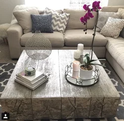 Coffee table in the bedroom interior