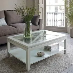 Coffee table in the bedroom interior