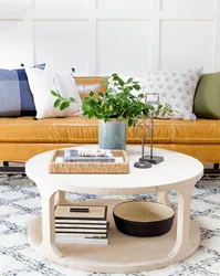 Coffee table in the bedroom interior