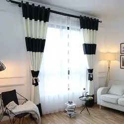 Daxili yataq otağı qara və ağ pərdələr