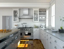 Hood in the interior of a small kitchen