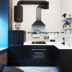 Hood in the interior of a small kitchen