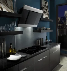 Hood in the interior of a small kitchen