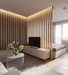 3D slats in the living room interior