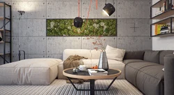 Art concrete in the living room interior