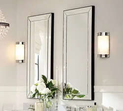 White mirror in the bathroom interior