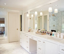White mirror in the bathroom interior
