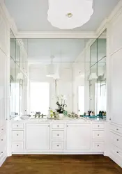 White mirror in the bathroom interior